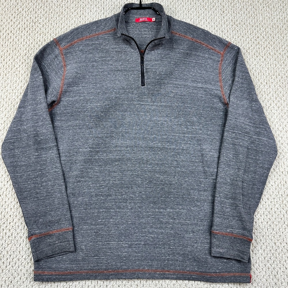 Agave 1/4 Zip Pullover Mens XL Gray AgaveLux Watsonville Standard Fit USA Made